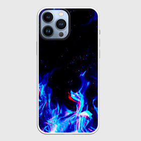 Чехол для iPhone 13 Pro Max с принтом СИНИЙ ОГОНЬ ГЛИТЧ | BLUE FIRE GLITCH в Рязани,  |  | abstraction | fire | flame | geometry | hexagon | neon | paints | stripes | texture | triangle | абстракция | брызги | геометрия | краски | неон | неоновый | огонь | соты | текстура