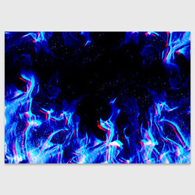 Поздравительная открытка с принтом СИНИЙ ОГОНЬ ГЛИТЧ | BLUE FIRE GLITCH в Рязани, 100% бумага | плотность бумаги 280 г/м2, матовая, на обратной стороне линовка и место для марки
 | Тематика изображения на принте: abstraction | fire | flame | geometry | hexagon | neon | paints | stripes | texture | triangle | абстракция | брызги | геометрия | краски | неон | неоновый | огонь | соты | текстура