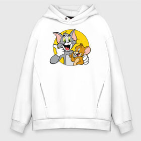 Мужское худи Oversize хлопок с принтом Tom&Jerry в Рязани, френч-терри — 70% хлопок, 30% полиэстер. Мягкий теплый начес внутри —100% хлопок | боковые карманы, эластичные манжеты и нижняя кромка, капюшон на магнитной кнопке | tom  jerry | tom and jerry | tomjerry | vdgerir | мамочка два тапочка | том и джери | том и джерри