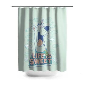 Штора 3D для ванной с принтом Life is Sweet в Рязани, 100% полиэстер | плотность материала — 100 г/м2. Стандартный размер — 146 см х 180 см. По верхнему краю — пластиковые люверсы для креплений. В комплекте 10 пластиковых колец | scooby doo | vdosadir | скуберт фон дуенхеймер | скуби ду | уильям ханна