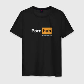 Мужская футболка хлопок с принтом PornHub premium в Рязани, 100% хлопок | прямой крой, круглый вырез горловины, длина до линии бедер, слегка спущенное плечо. | premium | бесплатный прем | прем | премиальная | премиум | премиумная