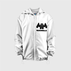 Детская куртка 3D с принтом Marshmello (Спина) в Рязани, 100% полиэстер | застежка — молния, подол и капюшон оформлены резинкой с фиксаторами, по бокам — два кармана без застежек, один потайной карман на груди, плотность верхнего слоя — 90 г/м2; плотность флисового подклада — 260 г/м2 | dj marshmello | marshmallo | marshmello | marshmello logo | диджей маршмелло | зефир | клубная музыка | клубняк | маршмелло | маршмеллоу | маршмело
