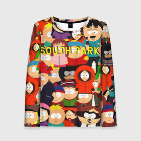 Женский лонгслив 3D с принтом SOUTH PARK в Рязани, 100% полиэстер | длинные рукава, круглый вырез горловины, полуприлегающий силуэт | cartman | kenny | kyle | south park | stan | кайл | картман | кенни | стэн | южный парк