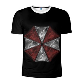 Мужская футболка 3D спортивная с принтом Umbrella Corporation в Рязани, 100% полиэстер с улучшенными характеристиками | приталенный силуэт, круглая горловина, широкие плечи, сужается к линии бедра | 2 | biohazard | claire | evil | horror | raccoon | resident | survival | t virus | t вирус | выживание | зла | кеннеди | клэр | леон | обитель | раккун | редфилд | скотт | ужас