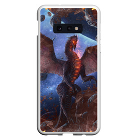 Чехол для Samsung S10E с принтом SPACE FIRE DRAGO в Рязани, Силикон | Область печати: задняя сторона чехла, без боковых панелей | Тематика изображения на принте: dragon | fire | monster | space | драго | дракон | космический | космос | монстр | огнедыщащий | огонь | прикольная картинка | чудовище | ящерица