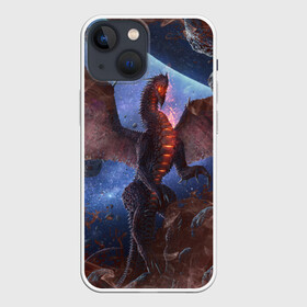 Чехол для iPhone 13 mini с принтом SPACE FIRE DRAGO | КОСМИЧЕСКИЙ ОГНЕННЫЙ ДРАКОН в Рязани,  |  | dragon | fire | monster | space | драго | дракон | космический | космос | монстр | огнедыщащий | огонь | прикольная картинка | чудовище | ящерица