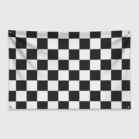 Флаг-баннер с принтом Шахматка в Рязани, 100% полиэстер | размер 67 х 109 см, плотность ткани — 95 г/м2; по краям флага есть четыре люверса для крепления | квадраты | текстуры | узор шахматка | узоры | чб | чб квадраты | чб узор | шахматка | шахматная доска | шахматы