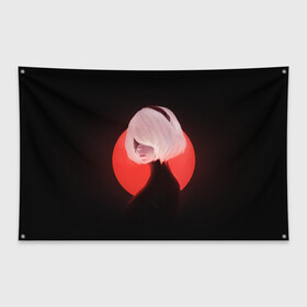 Флаг-баннер с принтом 2b Nier Black в Рязани, 100% полиэстер | размер 67 х 109 см, плотность ткани — 95 г/м2; по краям флага есть четыре люверса для крепления | 2b | art | black | nier automata