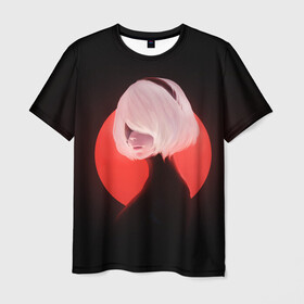 Мужская футболка 3D с принтом 2b Nier Black  в Рязани, 100% полиэфир | прямой крой, круглый вырез горловины, длина до линии бедер | 2b | art | black | nier automata