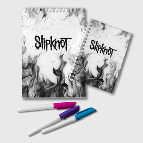 Блокнот с принтом SLIPKNOT в Рязани, 100% бумага | 48 листов, плотность листов — 60 г/м2, плотность картонной обложки — 250 г/м2. Листы скреплены удобной пружинной спиралью. Цвет линий — светло-серый
 | slipknot | джей вайнберг | джеймс рут | джои джордисон | донни стили | кори тейлор | крис фен | крэйг джонс | мик томсон | пол греи | слипкнот | шон крэхан