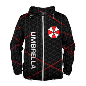 Мужская ветровка 3D с принтом UMBRELLA CORP в Рязани, 100% полиэстер | подол и капюшон оформлены резинкой с фиксаторами, два кармана без застежек по бокам, один потайной карман на груди | ada wong | biohazard | leon | nemesis | project resistance | raccoon city | re | re3 | resident evil | resident evil 3 | rpd | stars | umbrella | ада вонг | амбрелла | немезис | ужасы