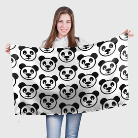 Флаг 3D с принтом panda в Рязани, 100% полиэстер | плотность ткани — 95 г/м2, размер — 67 х 109 см. Принт наносится с одной стороны | big picture | panda | голова | животные | звери | панда | прикольные картинки