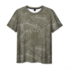 Мужская футболка 3D с принтом листья пальмы в Рязани, 100% полиэфир | прямой крой, круглый вырез горловины, длина до линии бедер | casual | summer | летние | лето | пляжное | тренд | тропики