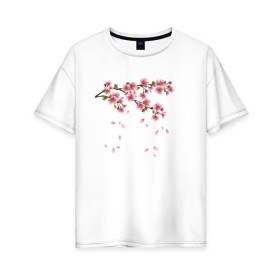 Женская футболка хлопок Oversize с принтом Весна 2020. в Рязани, 100% хлопок | свободный крой, круглый ворот, спущенный рукав, длина до линии бедер
 | весенние картинки | весна | весна 2020 | зелнь | прекрасное время года | прикольные картинки | природа | птицы | тюльпаны | цветы