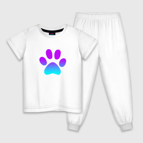 Детская пижама хлопок с принтом ЛАПА в Рязани, 100% хлопок |  брюки и футболка прямого кроя, без карманов, на брюках мягкая резинка на поясе и по низу штанин
 | animals | dog | footprint | funny | paw | puppy | животные | лапа | прикол | след | собака | щенок