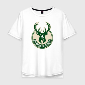 Мужская футболка хлопок Oversize с принтом Milwaukee Bucks (1) в Рязани, 100% хлопок | свободный крой, круглый ворот, “спинка” длиннее передней части | ball | basketball | milwaukee bucks | sport | streetball | баскетбол | милуоки бакс | мяч | нба | спорт | стритбол