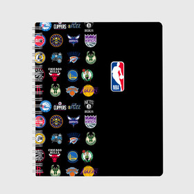 Тетрадь с принтом NBA (Team Logos 2) в Рязани, 100% бумага | 48 листов, плотность листов — 60 г/м2, плотность картонной обложки — 250 г/м2. Листы скреплены сбоку удобной пружинной спиралью. Уголки страниц и обложки скругленные. Цвет линий — светло-серый
 | Тематика изображения на принте: ball | basketball | sport | streetball | баскетбол | мяч | нба | спорт | стритбол