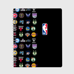 Тетрадь с принтом NBA (Team Logos 2) в Рязани, 100% бумага | 48 листов, плотность листов — 60 г/м2, плотность картонной обложки — 250 г/м2. Листы скреплены сбоку удобной пружинной спиралью. Уголки страниц и обложки скругленные. Цвет линий — светло-серый
 | ball | basketball | sport | streetball | баскетбол | мяч | нба | спорт | стритбол