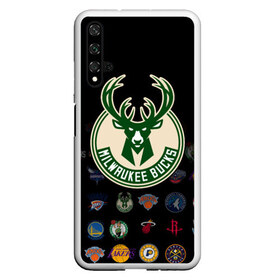 Чехол для Honor 20 с принтом Milwaukee Bucks (3) в Рязани, Силикон | Область печати: задняя сторона чехла, без боковых панелей | Тематика изображения на принте: ball | basketball | milwaukee bucks | sport | streetball | баскетбол | милуоки бакс | мяч | нба | спорт | стритбол