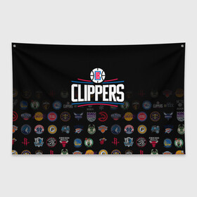 Флаг-баннер с принтом Los Angeles Clippers (2) в Рязани, 100% полиэстер | размер 67 х 109 см, плотность ткани — 95 г/м2; по краям флага есть четыре люверса для крепления | ball | basketball | clippers | sport | streetball | баскетбол | клипперс | мяч | нба | спорт | стритбол