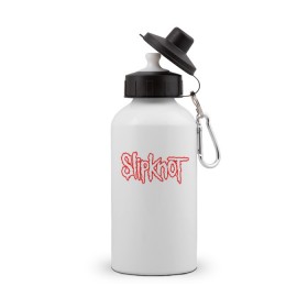Бутылка спортивная с принтом SLIPKNOT в Рязани, металл | емкость — 500 мл, в комплекте две пластиковые крышки и карабин для крепления | 
