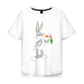Мужская футболка хлопок Oversize с принтом Багз Банни в Рязани, 100% хлопок | свободный крой, круглый ворот, “спинка” длиннее передней части | bugs bunny | looney tunes | vdzabma | багз банни | луни тюнз