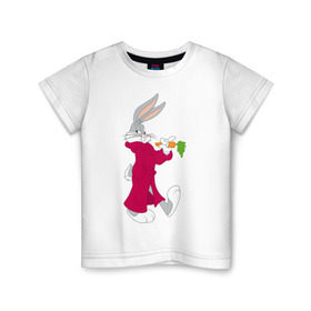 Детская футболка хлопок с принтом Багз Банни в Рязани, 100% хлопок | круглый вырез горловины, полуприлегающий силуэт, длина до линии бедер | bugs bunny | looney tunes | vdzabma | багз банни | луни тюнз