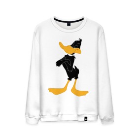 Мужской свитшот хлопок с принтом Даффи Дак в Рязани, 100% хлопок |  | daffy duck | looney tunes | vdzabma | даффи дак | луни тюнз