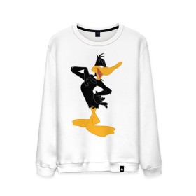 Мужской свитшот хлопок с принтом Даффи Дак в Рязани, 100% хлопок |  | daffy duck | looney tunes | vdzabma | даффи дак | луни тюнз