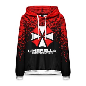 Мужская толстовка 3D с принтом Umbrella Corporation. в Рязани, 100% полиэстер | двухслойный капюшон со шнурком для регулировки, мягкие манжеты на рукавах и по низу толстовки, спереди карман-кенгуру с мягким внутренним слоем. | Тематика изображения на принте: resident evil | umbrella corporation | амбрелла | амбрелла корпорейшн | вирус | вымышленная военная и фармацевтическая корпорация | игра | умбрелла