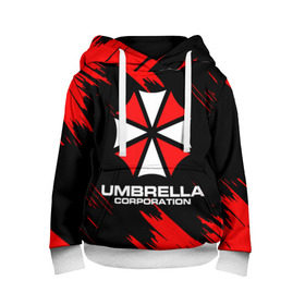 Детская толстовка 3D с принтом Umbrella Corporation. в Рязани, 100% полиэстер | двухслойный капюшон со шнурком для регулировки, мягкие манжеты на рукавах и по низу толстовки, спереди карман-кенгуру с мягким внутренним слоем | resident evil | umbrella corporation | амбрелла | амбрелла корпорейшн | вирус | вымышленная военная и фармацевтическая корпорация | игра | умбрелла