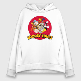 Женское худи Oversize хлопок с принтом Looney Tunes в Рязани, френч-терри — 70% хлопок, 30% полиэстер. Мягкий теплый начес внутри —100% хлопок | боковые карманы, эластичные манжеты и нижняя кромка, капюшон на магнитной кнопке | bugs bunny | daffy duck | looney tunes | sylvester | tasmanian devil | taz | tweety | vdzabma | багз банни | даффи дак | луни тюнз | сильвестр | таз | тасманский дьявол | твити