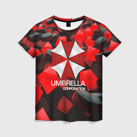 Женская футболка 3D с принтом Umbrella Corp. в Рязани, 100% полиэфир ( синтетическое хлопкоподобное полотно) | прямой крой, круглый вырез горловины, длина до линии бедер | biohazard | biohazard 7 | crocodile | fang | game | hand | monster | new umbrella | resident evil | resident evil 7 | umbrella | umbrella corp | umbrella corporation | zombie