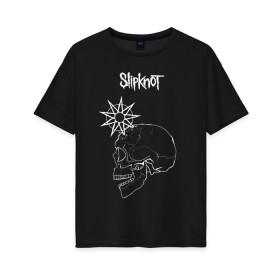 Женская футболка хлопок Oversize с принтом Slipknot в Рязани, 100% хлопок | свободный крой, круглый ворот, спущенный рукав, длина до линии бедер
 | band | corey taylor | jim root | metal | mick thomson | slipknot | альтернативный | глэм | готик | гранж | грув | кори тейлор | крис фен | метал | музыка | пост | рок | слайпкнот | слипкнот | слипнот | хард