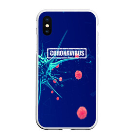 Чехол для iPhone XS Max матовый с принтом CORONAVIRUS в Рязани, Силикон | Область печати: задняя сторона чехла, без боковых панелей | covid 19 | molecule | абстракция | клетки | коронавирус | медицина | микробы | молекулы | наука | нейрон | нейроны | текстура | текстуры | формула