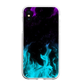 Чехол для iPhone XS Max матовый с принтом НЕОНОВЫЙ ОГОНЬ NEON FIRE в Рязани, Силикон | Область печати: задняя сторона чехла, без боковых панелей | bright | fire | flame | heat | light | neon | wildfire | искры | неон | огненный | огонь | пламя | пожар