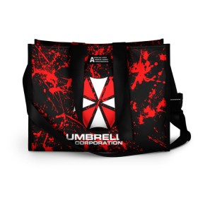 Сумка-шоппер 3D с принтом Umbrella Corporation. в Рязани, 100% полиэстер | застегивается на металлическую кнопку; внутренний карман застегивается на молнию. Стенки укреплены специальным мягким материалом, чтобы защитить содержимое от несильных ударов
 | resident evil | umbrella corporation | амбрелла | амбрелла корпорейшн | вирус | вымышленная военная и фармацевтическая корпорация | игра | умбрелла