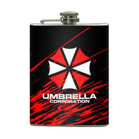 Фляга с принтом Umbrella Corporation. в Рязани, металлический корпус | емкость 0,22 л, размер 125 х 94 мм. Виниловая наклейка запечатывается полностью | Тематика изображения на принте: resident evil | umbrella corporation | амбрелла | амбрелла корпорейшн | вирус | вымышленная военная и фармацевтическая корпорация | игра | умбрелла