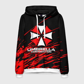 Мужская толстовка 3D с принтом Umbrella Corporation. в Рязани, 100% полиэстер | двухслойный капюшон со шнурком для регулировки, мягкие манжеты на рукавах и по низу толстовки, спереди карман-кенгуру с мягким внутренним слоем. | resident evil | umbrella corporation | амбрелла | амбрелла корпорейшн | вирус | вымышленная военная и фармацевтическая корпорация | игра | умбрелла