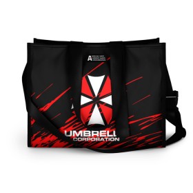 Сумка-шоппер 3D с принтом Umbrella Corporation. в Рязани, 100% полиэстер | застегивается на металлическую кнопку; внутренний карман застегивается на молнию. Стенки укреплены специальным мягким материалом, чтобы защитить содержимое от несильных ударов
 | resident evil | umbrella corporation | амбрелла | амбрелла корпорейшн | вирус | вымышленная военная и фармацевтическая корпорация | игра | умбрелла