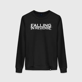 Женский свитшот хлопок с принтом Falling in Reverse в Рязани, 100% хлопок | прямой крой, круглый вырез, на манжетах и по низу широкая трикотажная резинка  | falling in reverse | logo | rock | ronnie radke | лого | рок | ронни радке