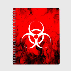 Тетрадь с принтом BIOHAZARD EPIDEMIC в Рязани, 100% бумага | 48 листов, плотность листов — 60 г/м2, плотность картонной обложки — 250 г/м2. Листы скреплены сбоку удобной пружинной спиралью. Уголки страниц и обложки скругленные. Цвет линий — светло-серый
 | biohazard | covid 19 | mask | ncov | virus | биохазард | вирус | китай | коронавирус | маска | медицина | медицинская маска | нков | эпидемия