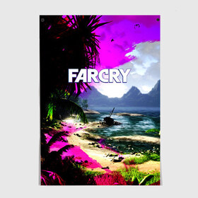 Постер с принтом FARCRY в Рязани, 100% бумага
 | бумага, плотность 150 мг. Матовая, но за счет высокого коэффициента гладкости имеет небольшой блеск и дает на свету блики, но в отличии от глянцевой бумаги не покрыта лаком | far cry | farcry | game | ubisof | выживание | джунгли | игры | остров | фар край