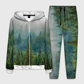 Мужской костюм 3D с принтом Лес в Рязани, 100% полиэстер | Манжеты и пояс оформлены тканевой резинкой, двухслойный капюшон со шнурком для регулировки, карманы спереди | siberia | trees | wood | деревья | ели | ёлки | ель | зеленый лес | лес | леса | природа | сибирский лес | сибирь | тайга | туман