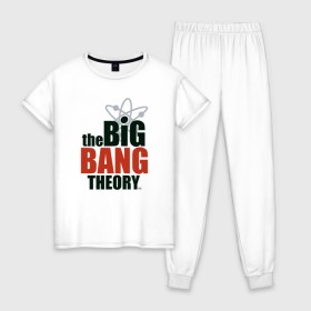 Женская пижама хлопок с принтом Big Bang Theory logo в Рязани, 100% хлопок | брюки и футболка прямого кроя, без карманов, на брюках мягкая резинка на поясе и по низу штанин | big bang theory | howard wolowitz | leonard hofstadter | penny | raj | sheldon cooper | stuart bloom | vdgerir | воловитц | леонард хофстедер | пэнни | радж | раджешь кутрапалли | тбв | теория большого взрыва | чак лорри | шелдон | шэл