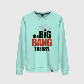 Женский свитшот хлопок с принтом Big Bang Theory logo в Рязани, 100% хлопок | прямой крой, круглый вырез, на манжетах и по низу широкая трикотажная резинка  | big bang theory | howard wolowitz | leonard hofstadter | penny | raj | sheldon cooper | stuart bloom | vdgerir | воловитц | леонард хофстедер | пэнни | радж | раджешь кутрапалли | тбв | теория большого взрыва | чак лорри | шелдон | шэл