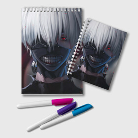 Блокнот с принтом TOKYO GHOUL в Рязани, 100% бумага | 48 листов, плотность листов — 60 г/м2, плотность картонной обложки — 250 г/м2. Листы скреплены удобной пружинной спиралью. Цвет линий — светло-серый
 | Тематика изображения на принте: anime | heroes | kaneki | manga | tokyo ghoul | аниме | герои | канеки | манга | токийский гуль | токио гуль