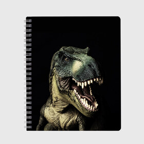Тетрадь с принтом Динозавр T-Rex в Рязани, 100% бумага | 48 листов, плотность листов — 60 г/м2, плотность картонной обложки — 250 г/м2. Листы скреплены сбоку удобной пружинной спиралью. Уголки страниц и обложки скругленные. Цвет линий — светло-серый
 | dino | dinosauria | t rex | ti rex | дино | динозавр | парк юрского | т рекс | ти рекс | чудовище | юрский период | ящер | ящерица