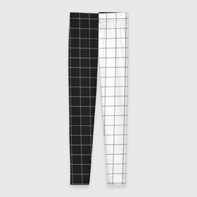Леггинсы 3D с принтом Black and White в Рязани, 80% полиэстер, 20% эластан | Эластичный пояс, зауженные к низу, низкая посадка | black and white | в клетку | в клеточку | геометрия | квадрат | клетка | половина | узор | черно белый | чёрный и белый