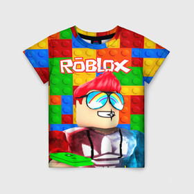 Детская футболка 3D с принтом ROBLOX [3] в Рязани, 100% гипоаллергенный полиэфир | прямой крой, круглый вырез горловины, длина до линии бедер, чуть спущенное плечо, ткань немного тянется | box | lego | minecraft | roblox | роблокс